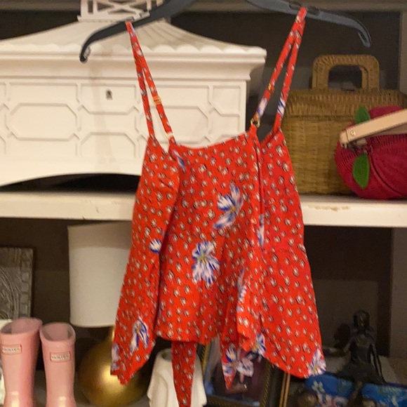 Beach Riot tie front top red floral S Small - Picture 5 of 6
